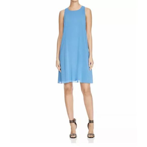 Alice + Olivia Fletcher Silk Blue Low Racerback Tunic Dress Women's Large Soft - Picture 2 of 9